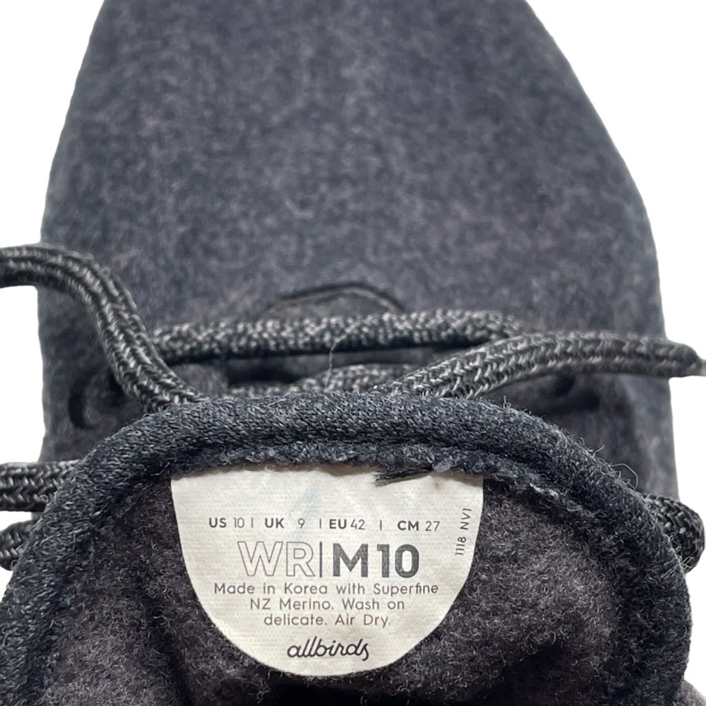 Allbirds Wool Runner Sneakers Mens 10 Natural Black with Natural White Sole - Picture 10 of 10